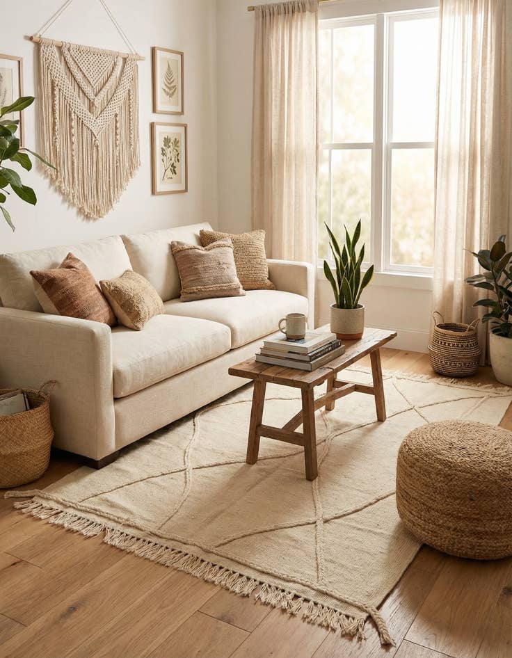 Detail image of  3' 5 x 5'  Hand Knotted Moroccan Wool Rug