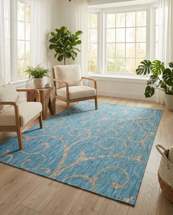 Detail image of 6' x 9' Easy-Clean Botanical Indoor / Outdoor Rug