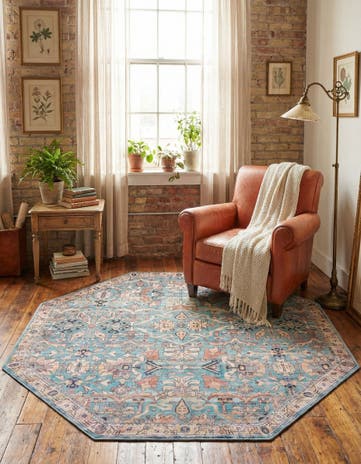 7' 10 x 7' 10 Washable Nostalgia Octagon Rug