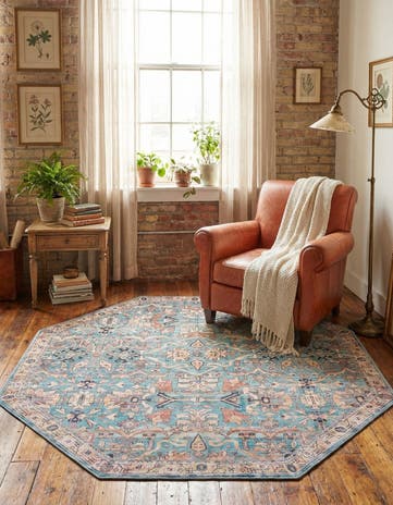 7' 10 x 7' 10 Washable Nostalgia Octagon Rug