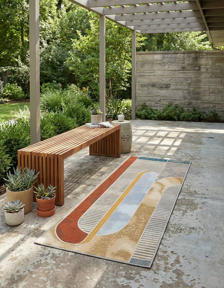 Detail image of  2' x 5' 1  Washable Modern Indoor / Outdoor Runner Rug