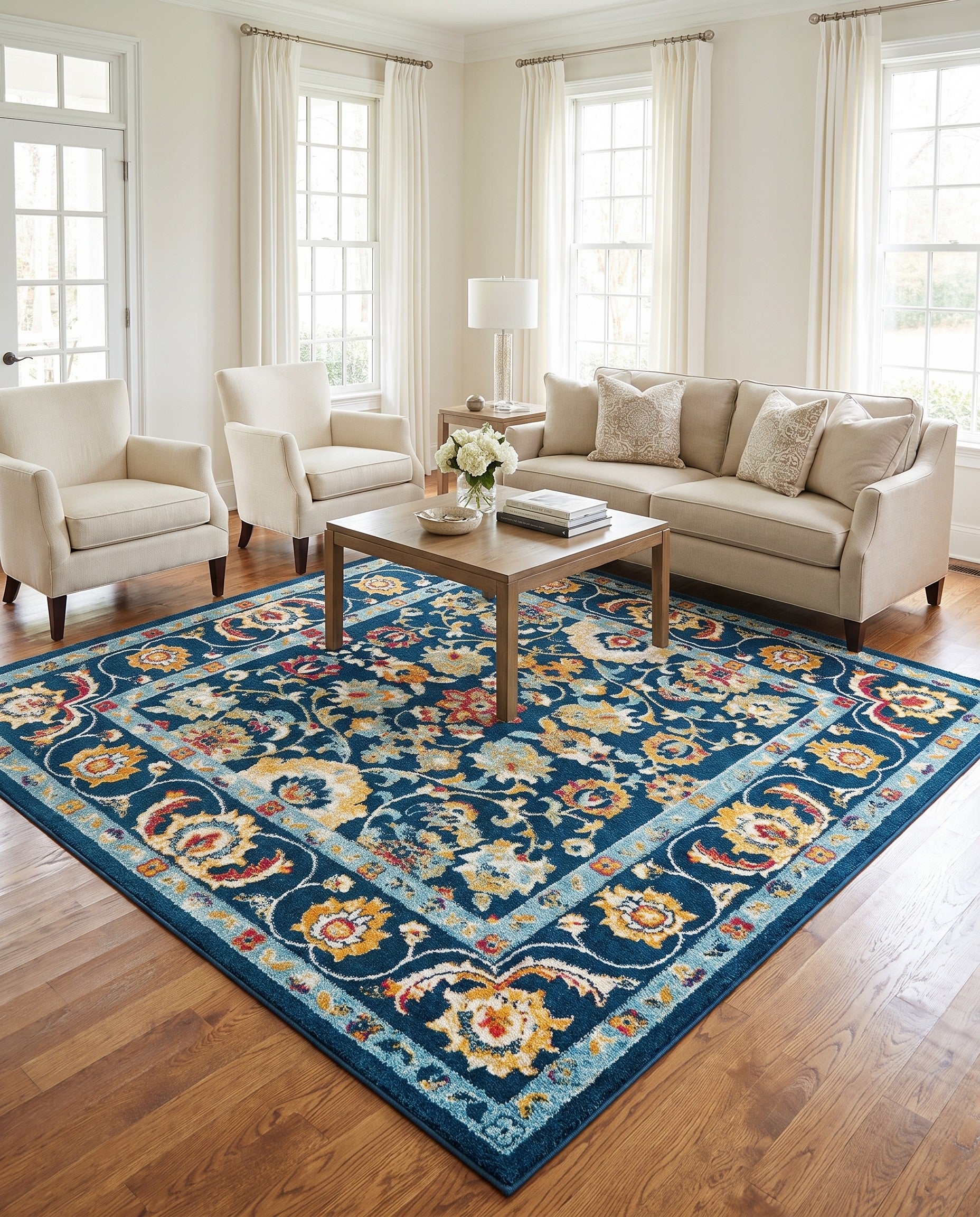 Navy Blue Aurelia Square Rug