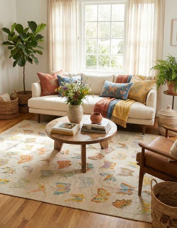 5' 7 x 7' 10 Hand Woven Kilim Suzani Wool Rug