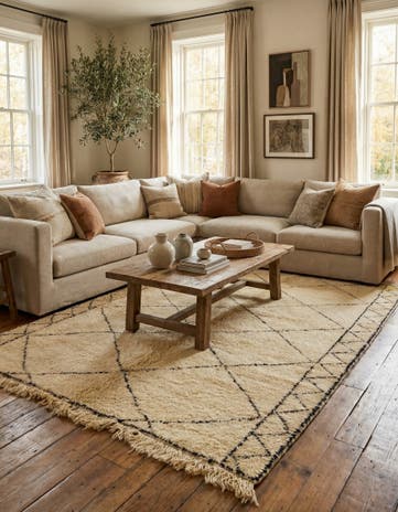 6' 7 x 10' 2 Hand Knotted Moroccan Wool Rug