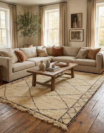 6' 7 x 10' 2 Hand Knotted Moroccan Wool Rug