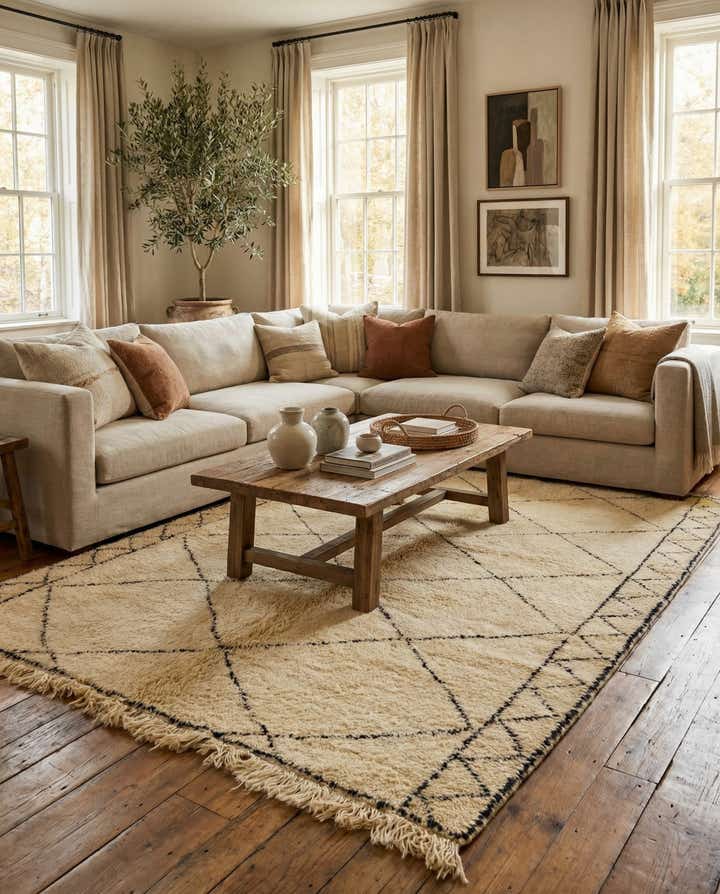 6' 7 x 10' 2 Hand Knotted Moroccan Wool Rug