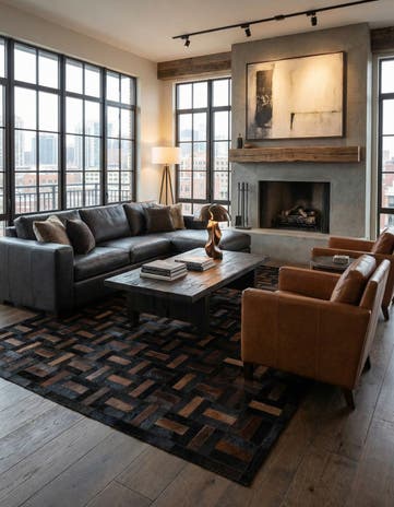 5' 3 x 8' 2 Cowhide - Patchwork Rug