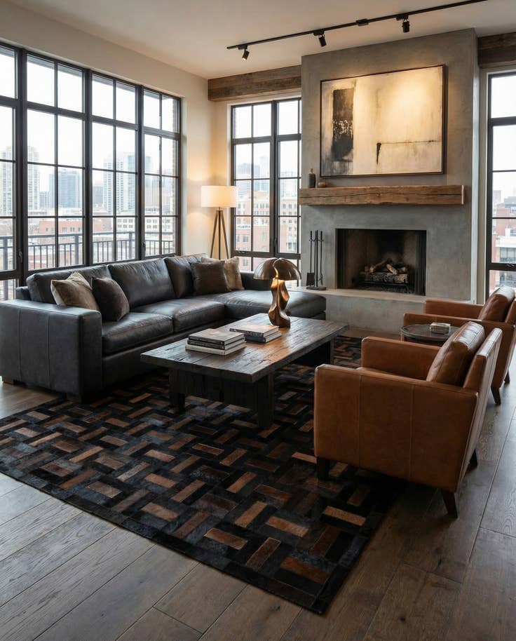 Detail image of 5' 3 x 8' 2 Cowhide - Patchwork Rug