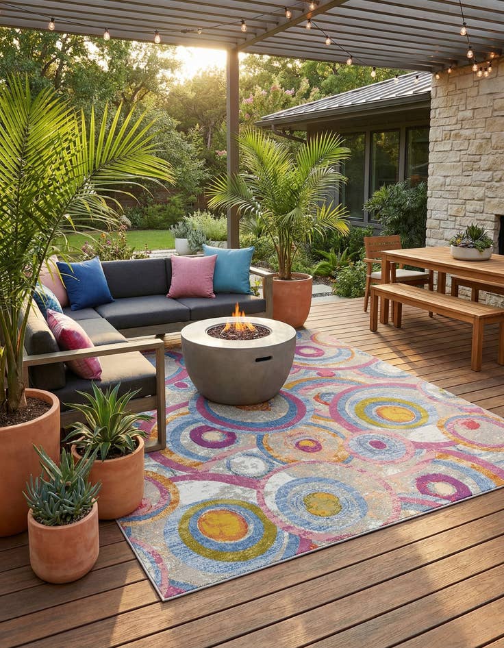 Detail image of 10' x 10'  Washable Modern Indoor / Outdoor Square Rug
