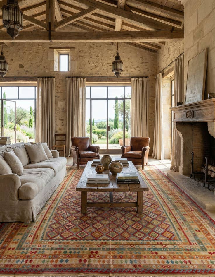 Detail image of 16' x 25' 10  Hand Woven Kilim Maymana Wool Rug