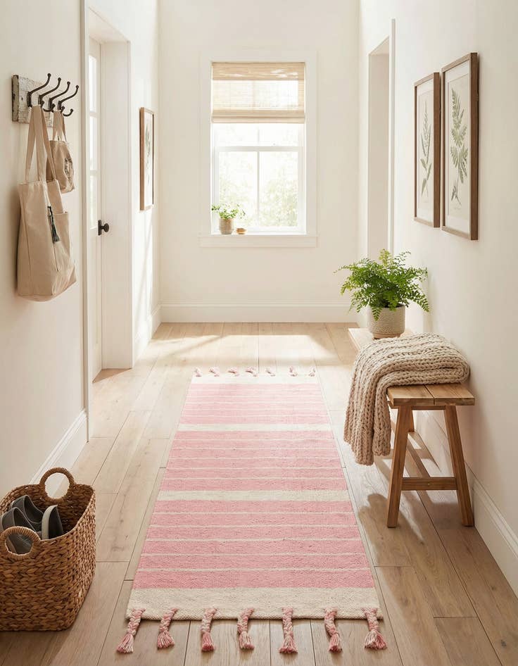 Detail image of 2' 2 x 6' 1  Hand Woven Chindi Cotton Runner Rug