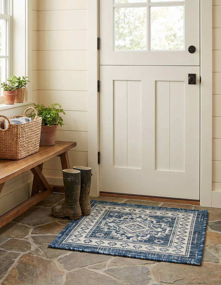 Detail image of 1' 4 x 1' 4  Washable Aztec Indoor / Outdoor Sample Rug