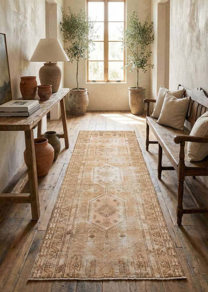 3' 4 x 9' 1 Hand Knotted Ultra Vintage Persian Wool Runner Rug