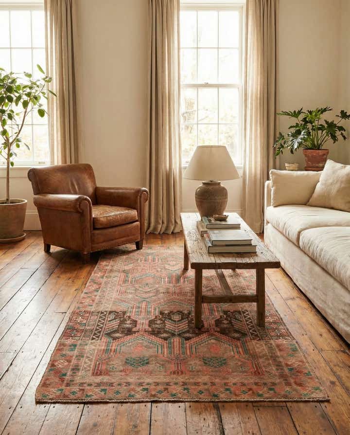 3' 7 x 7' 6 Hand Knotted Ultra Vintage Persian Wool Runner Rug