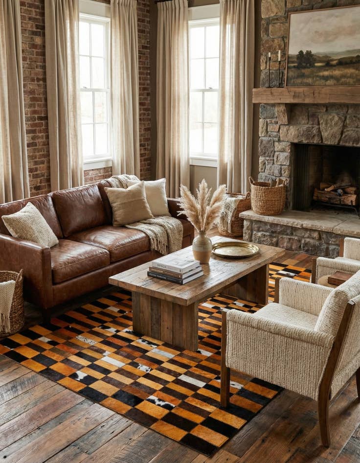 Detail image of  5' 1 x 7' 11 Cowhide - Patchwork Rug