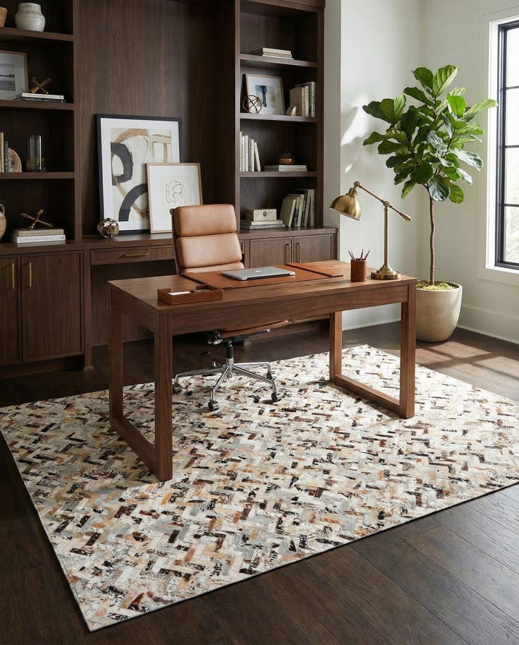 Detail image of 5' 3 x 7' 5 Cowhide Stocks Rug