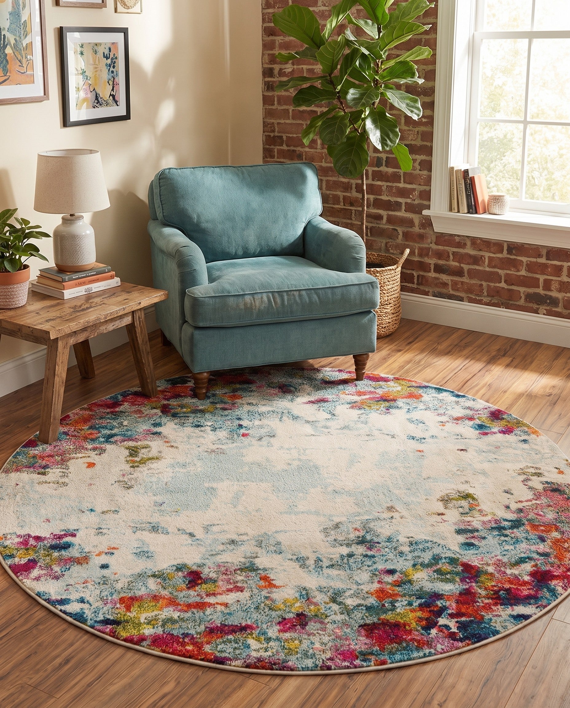 5' x 5' Washable Spectrum Round Rug