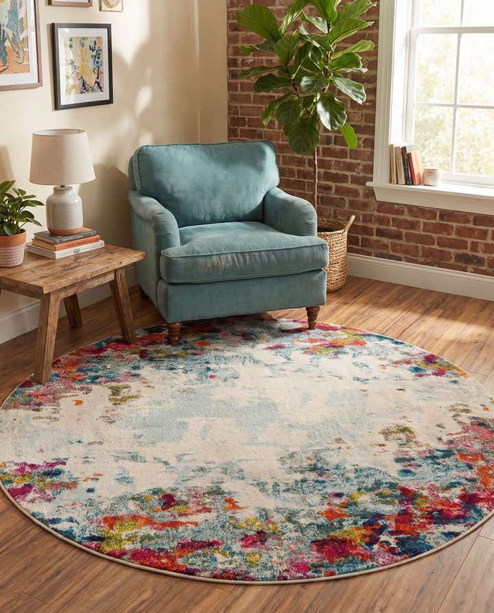 5' x 5' Washable Spectrum Round Rug