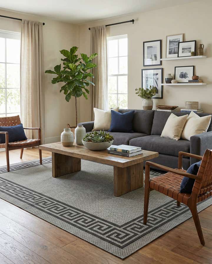 8' x 11' 4 Easy-Clean Border Indoor / Outdoor Rug