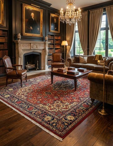 6' 7 x 9' 9 Hand Knotted Qom Persian Rug
