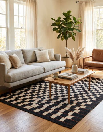 4' 6 x 5' 10 Hand Woven Kilim Modern Wool Rug