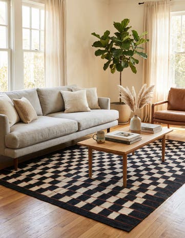 4' 6 x 5' 10 Hand Woven Kilim Modern Wool Rug