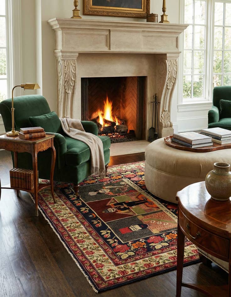 Detail image of 4' 4 x 5' 9  Hand Knotted Karabakh Wool Rug