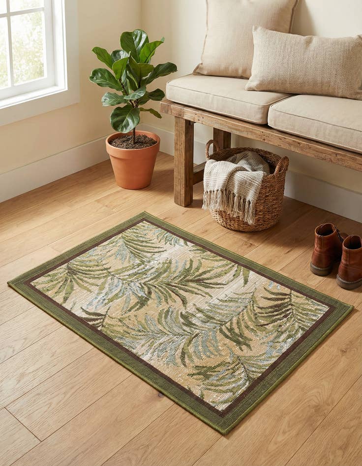Detail image of 2' x 3'  Washable Botanical Indoor / Outdoor Rug