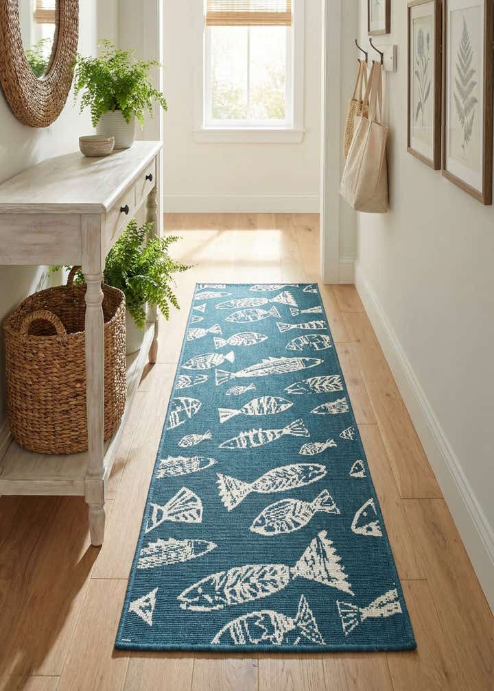 2' x 6' Easy-Clean Coastal Indoor / Outdoor Runner Rug