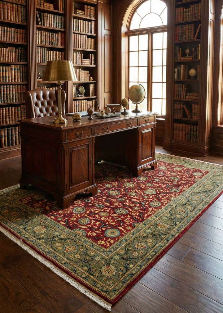 6' 2 x 9' 4 Hand Knotted Yazd Persian Wool Rug