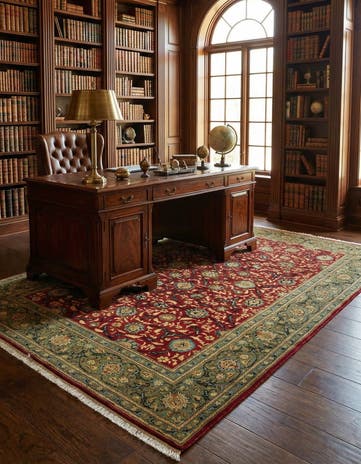 6' 2 x 9' 4 Hand Knotted Yazd Persian Wool Rug