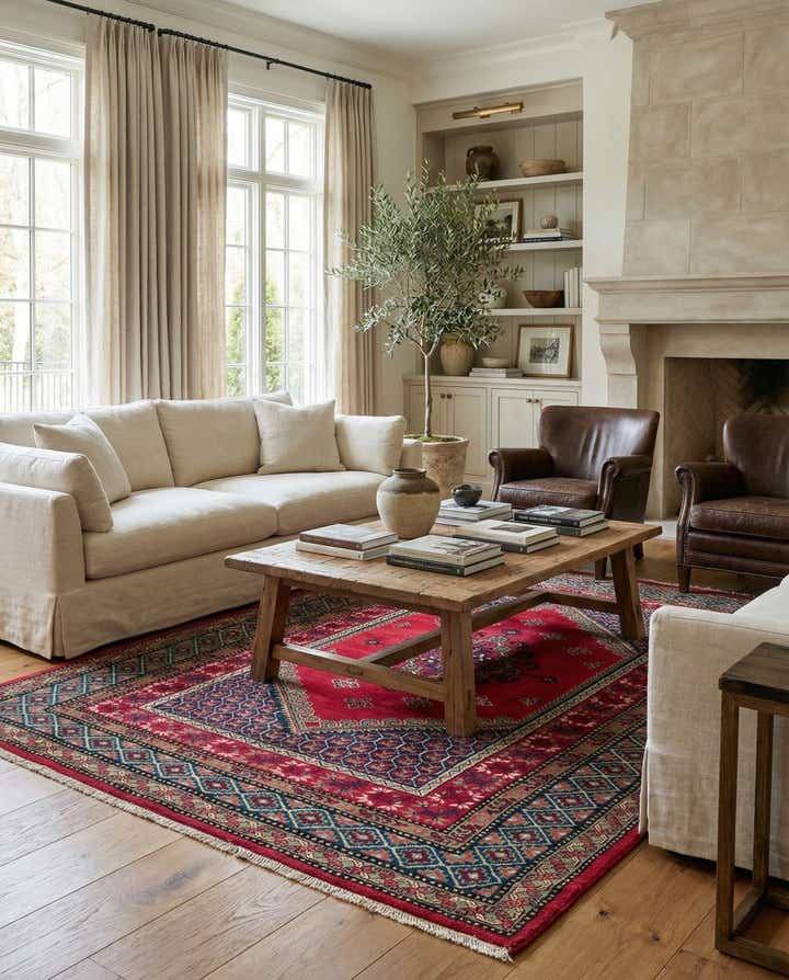 6' 11 x 9' 4 Hand Knotted Moroccan Wool Rug
