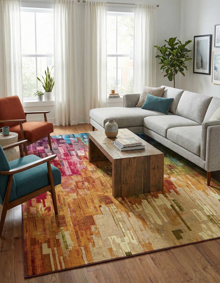 Detail image of  7' 10 x 11'  Washable Modern Indoor / Outdoor Rug