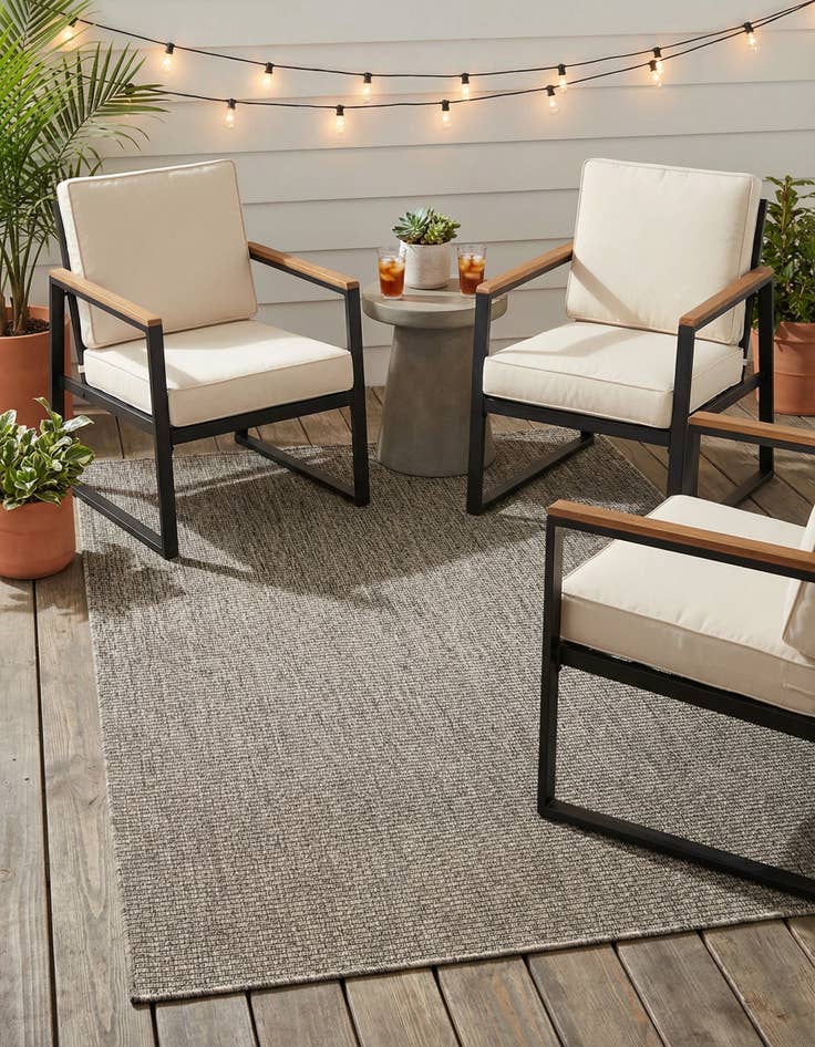 Detail image of 3' 7 x 6'  Washable Solid Indoor / Outdoor Rug