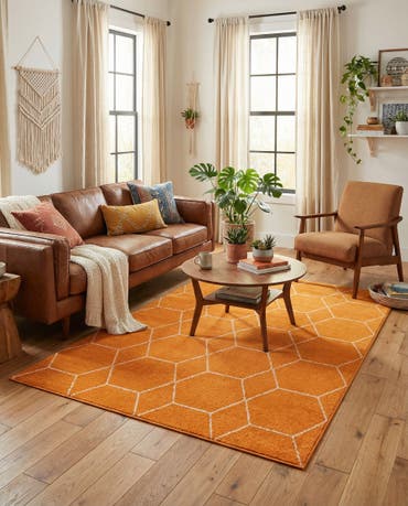  5' 3 x 8' Lattice Frieze Rug