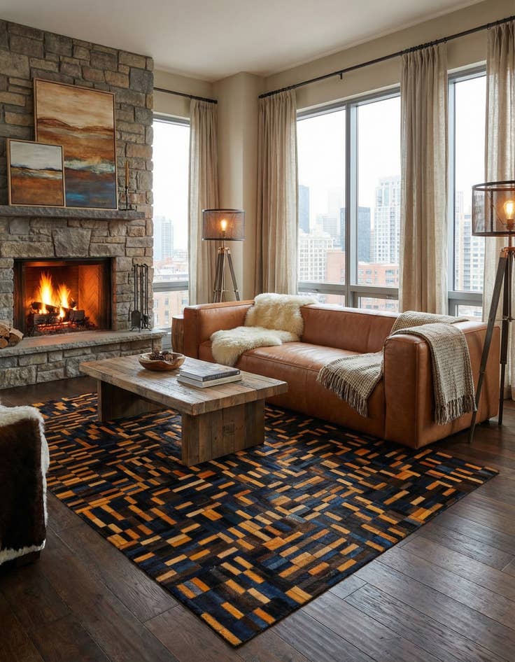 Detail image of  5' x 7' 11 Cowhide - Patchwork Rug