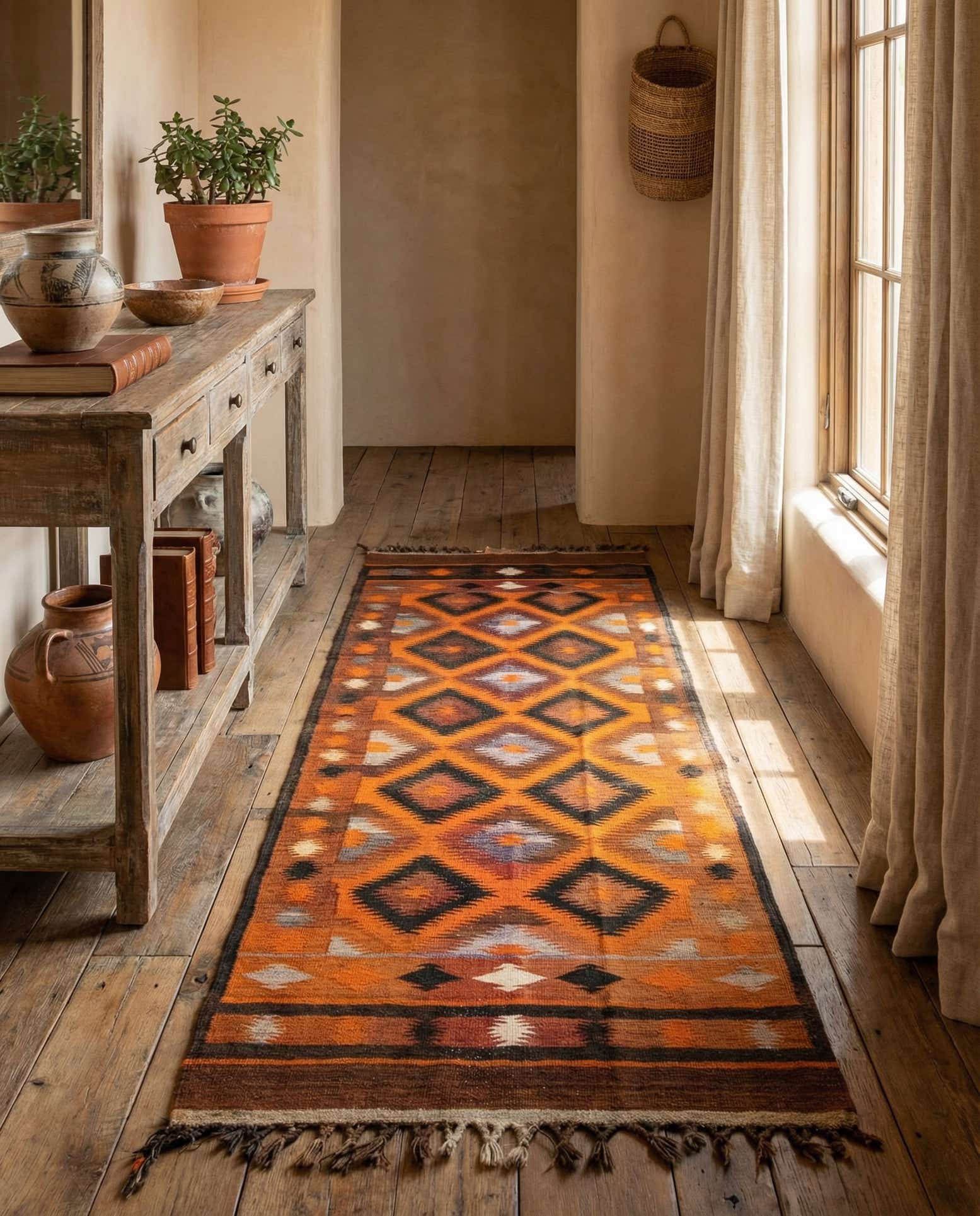 4' x 10' 8 Hand Woven Kilim Fars Wool Runner Rug