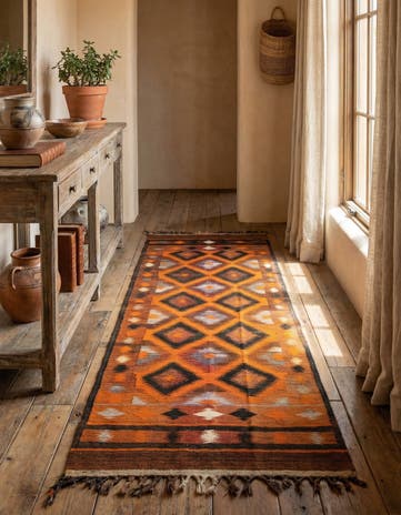 4' x 10' 8 Hand Woven Kilim Fars Wool Runner Rug