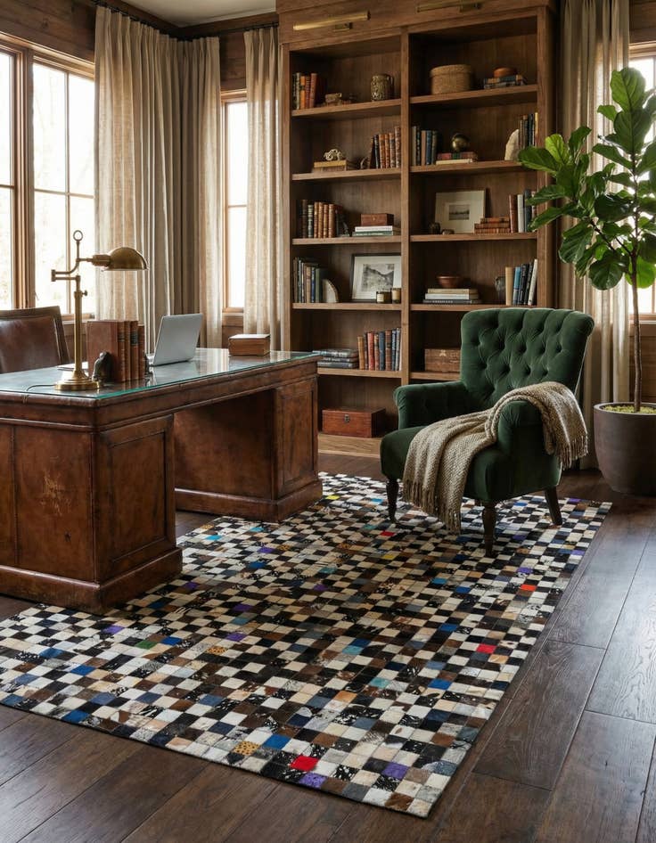 Detail image of  5' x 8' Cowhide Leather Rug