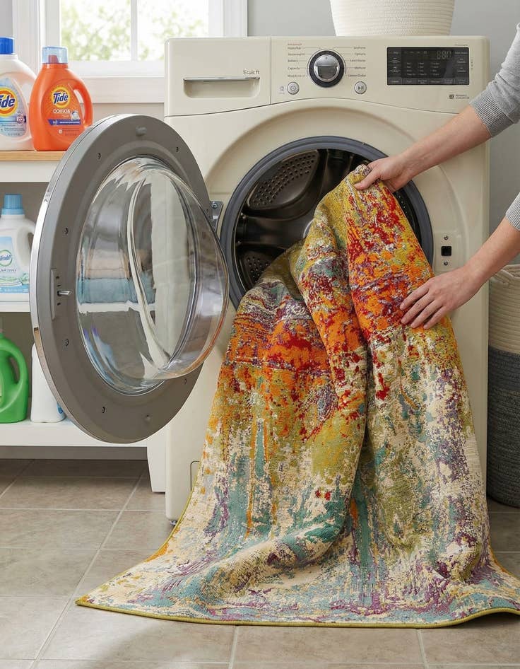 Detail image of 5' 3 x 8'  Washable Modern Indoor / Outdoor Rug