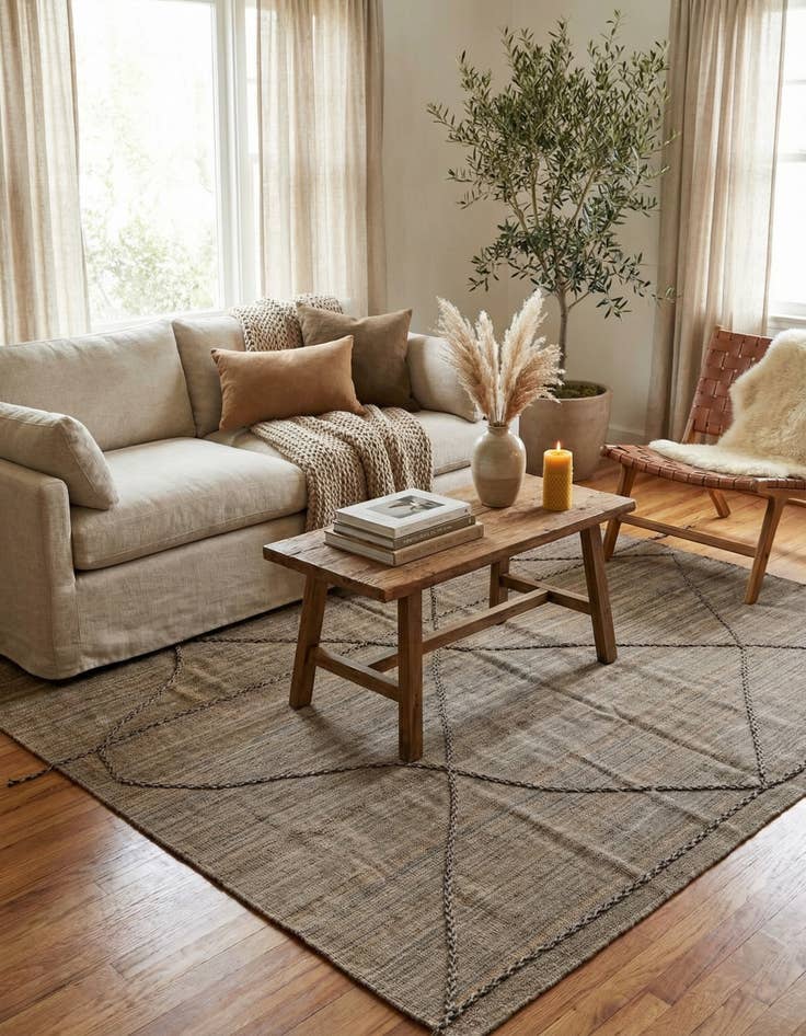 Detail image of 6' 5 x 7'  Hand Knotted Moroccan Wool Square Rug