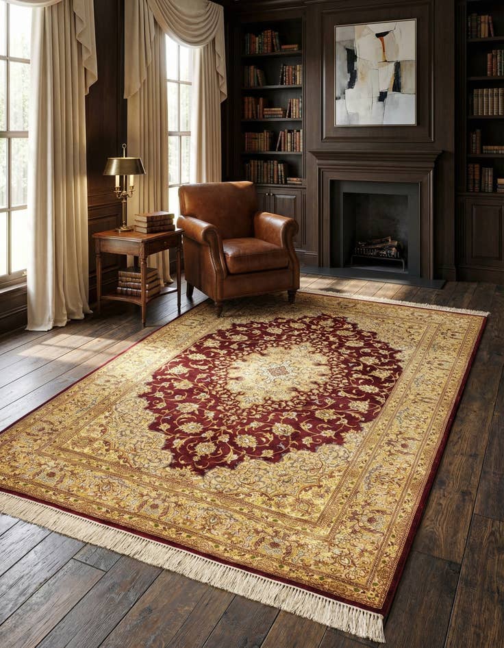 Detail image of 3' 4 x 4' 11 Ghom Silk Rug