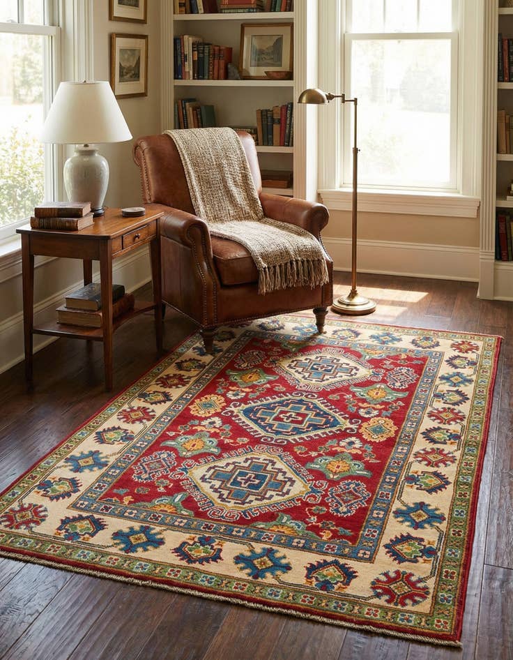 Detail image of 4' x 6'  Hand Knotted Kazak Rug