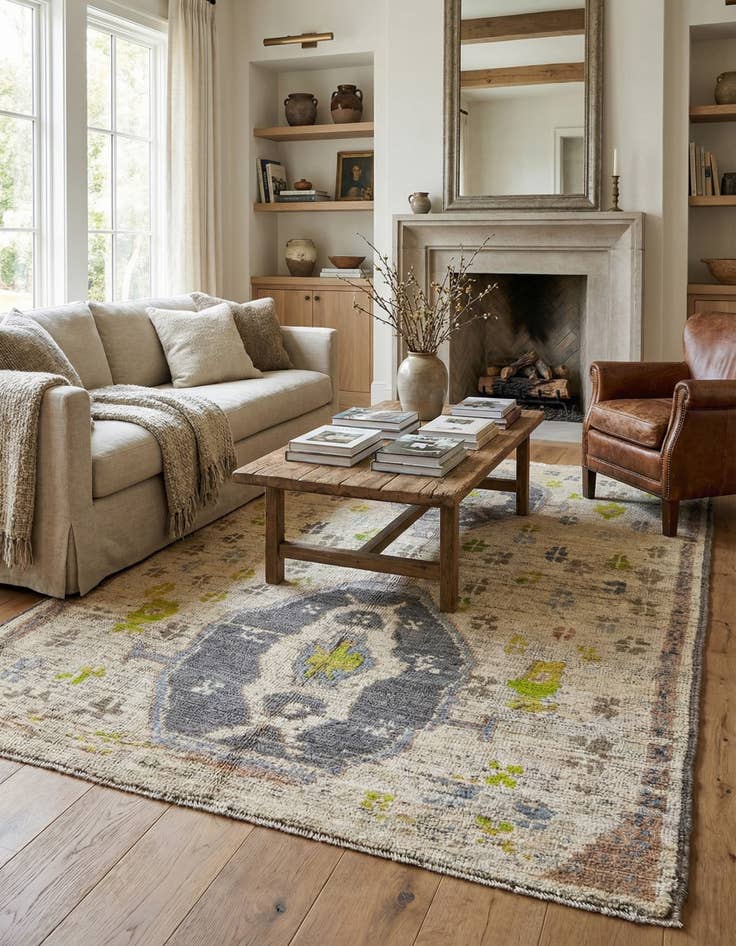 Detail image of  6' 2 x 9' 10  Hand Knotted Oushak Wool Rug