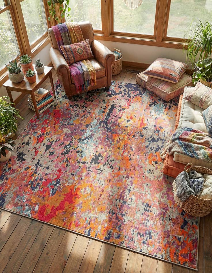 Detail image of 9' 10 x 9' 10  Washable Vivid Square Rug