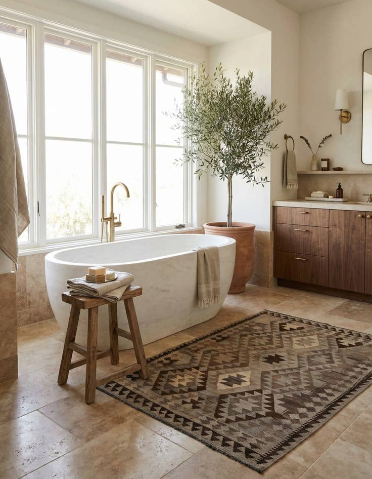 Detail image of  4' 1 x 6' 2  Hand Woven Kilim Maymana Wool Rug