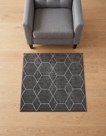 Dark Gray Trellis Frieze Square Rug