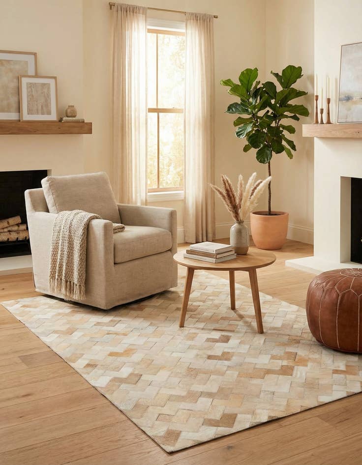 Detail image of 4' 1 x 6' Cowhide Stocks Rug