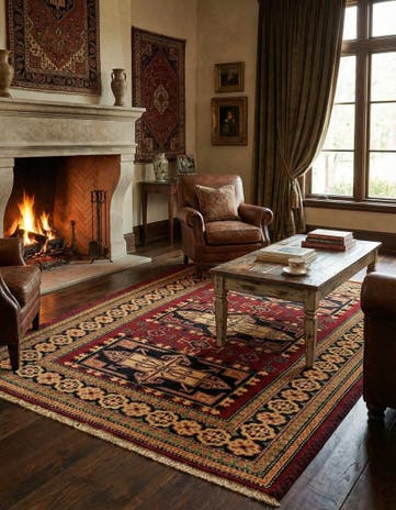 4' 9 x 6' 7 Hand Knotted Kazak Wool Rug
