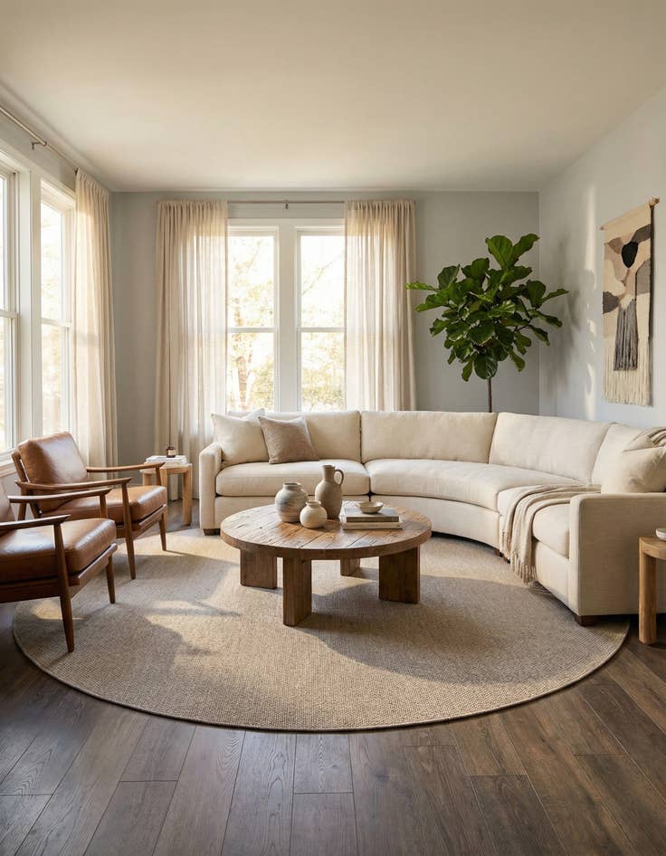 Detail image of 13' x 13' Easy-Clean Solid Indoor / Outdoor Round Rug
